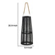 Rattan Lantern with Rope Hanging Handle | Open Slat Design | Black | 21"