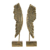 Angel Wing Bookend Set of 2 | Square Base | Gold Resin | Antique Style