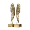Angel Wing Bookend Set of 2 | Square Base | Gold Resin | Antique Style