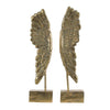 Angel Wing Bookend Set of 2 | Square Base | Gold Resin | Antique Style