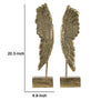Angel Wing Bookend Set of 2 | Square Base | Gold Resin | Antique Style