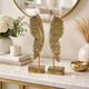 Angel Wing Bookend Set of 2 | Square Base | Gold Resin | Antique Style