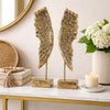 Angel Wing Bookend Set of 2 | Square Base | Gold Resin | Antique Style