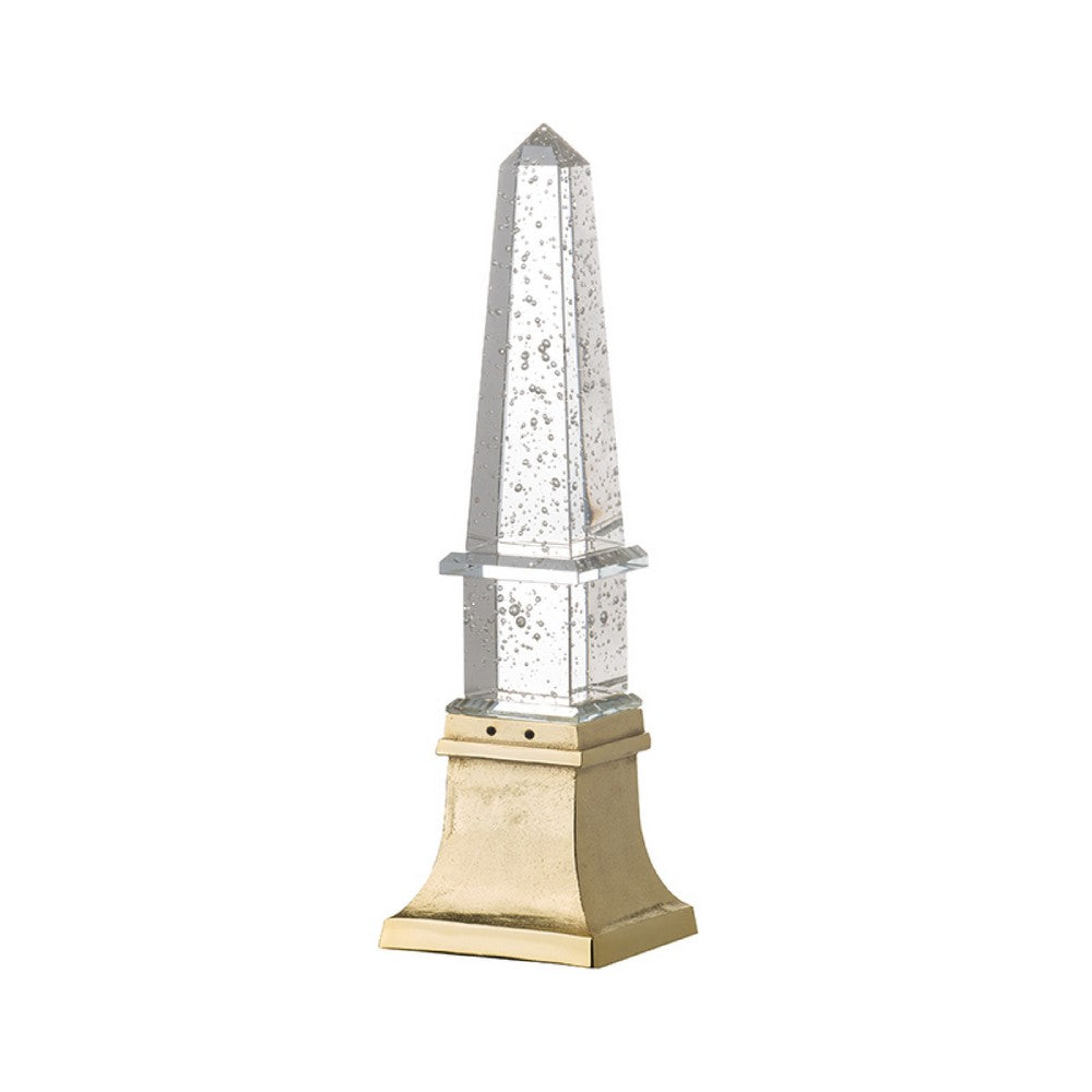 Raga Crystal Accent Lighting | Obelisk Decor Body | Gold Metal Base | 18"