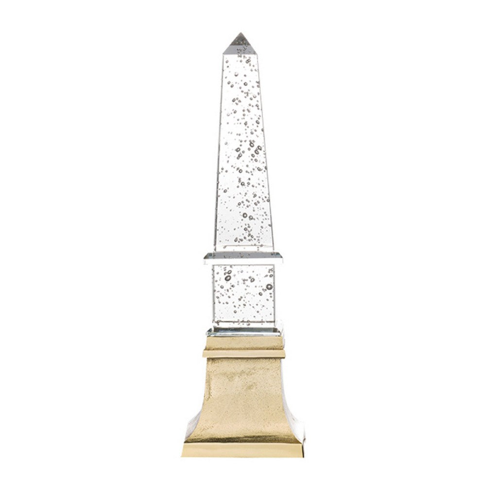 Raga Crystal Accent Lighting | Obelisk Decor Body | Gold Metal Base | 18"