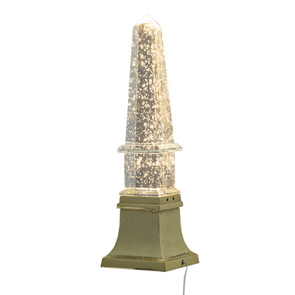 Raga Crystal Accent Lighting | Obelisk Decor Body | Gold Metal Base | 18"