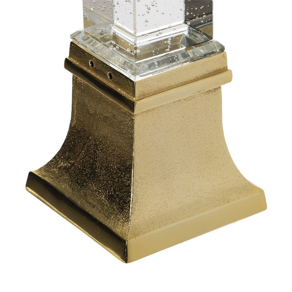 Raga Crystal Accent Lighting | Obelisk Decor Body | Gold Metal Base | 18"