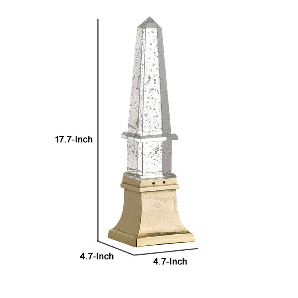 Raga Crystal Accent Lighting | Obelisk Decor Body | Gold Metal Base | 18"