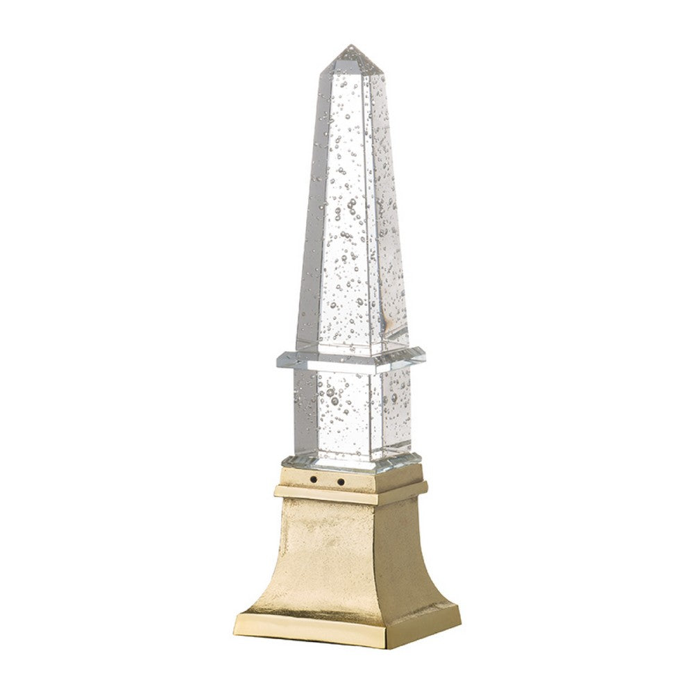 Raga Crystal Accent Lighting | Obelisk Decor Body | Gold Metal Base | 21"
