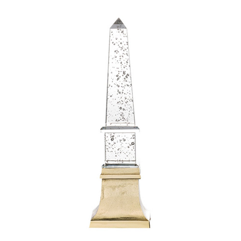 Raga Crystal Accent Lighting | Obelisk Decor Body | Gold Metal Base | 21"