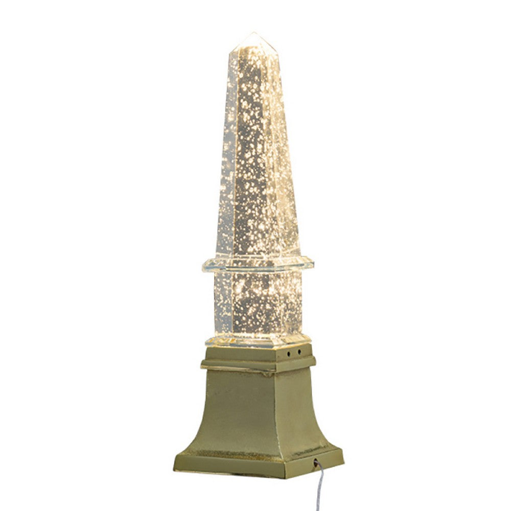 Raga Crystal Accent Lighting | Obelisk Decor Body | Gold Metal Base | 21"