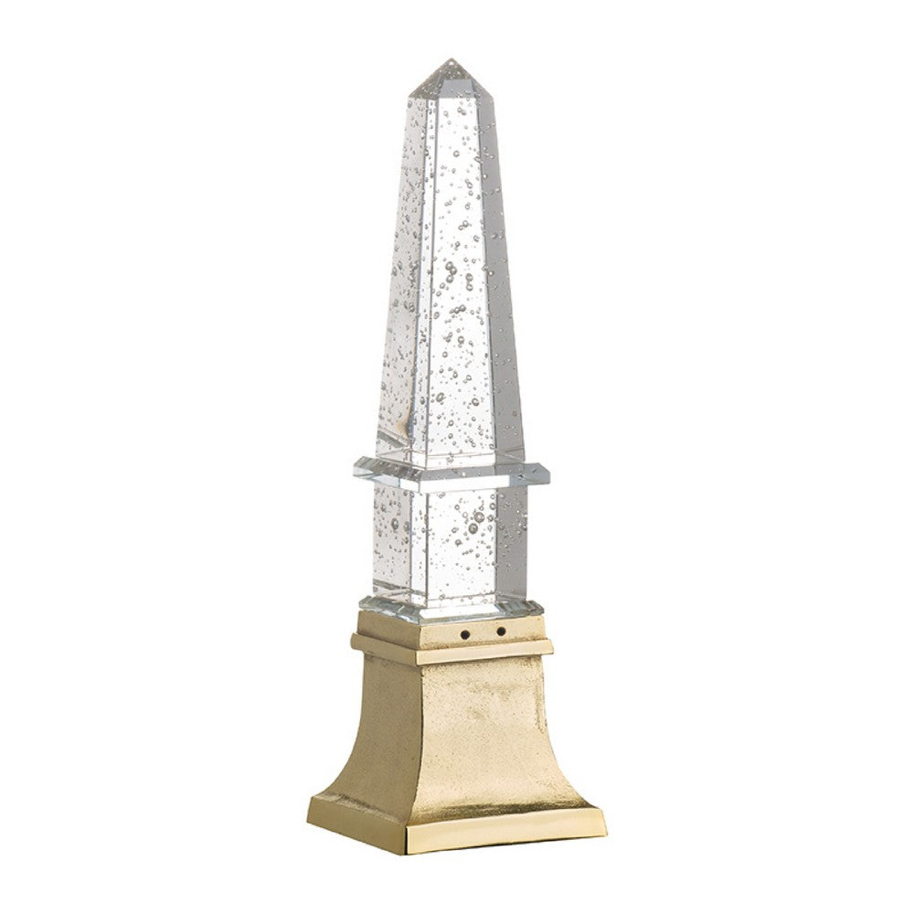 Raga Crystal Accent Lighting | Obelisk Decor Body | Gold Metal Base | 21"