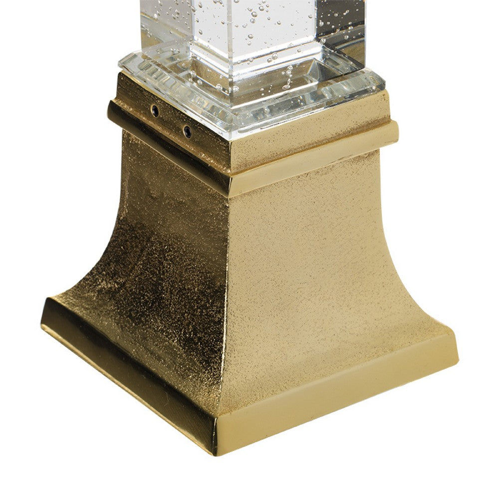 Raga Crystal Accent Lighting | Obelisk Decor Body | Gold Metal Base | 21"