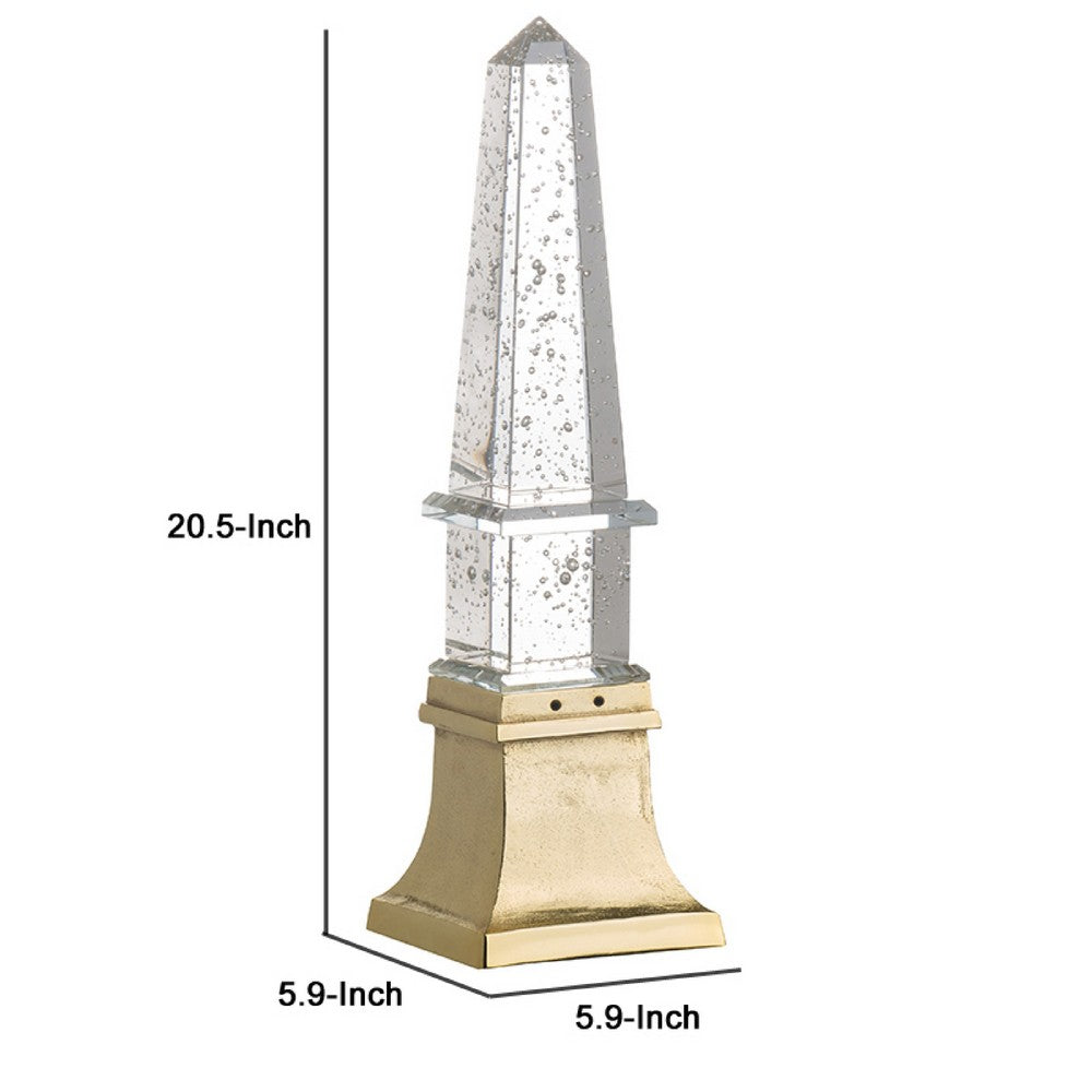 Raga Crystal Accent Lighting | Obelisk Decor Body | Gold Metal Base | 21"