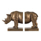 Nimy Decorative Bookend Set of 2 | Jungle Rhinoceros | Bronze Polyresin