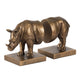 Nimy Decorative Bookend Set of 2 | Jungle Rhinoceros | Bronze Polyresin