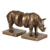 Nimy Decorative Bookend Set of 2 | Jungle Rhinoceros | Bronze Polyresin