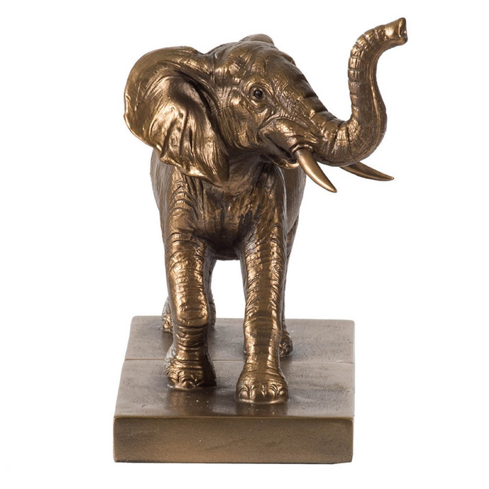 Nimy Decorative Bookend Set of 2 | Trumpeting Elephant | Bronze Polyresin