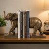 Nimy Decorative Bookend Set of 2 | Trumpeting Elephant | Bronze Polyresin