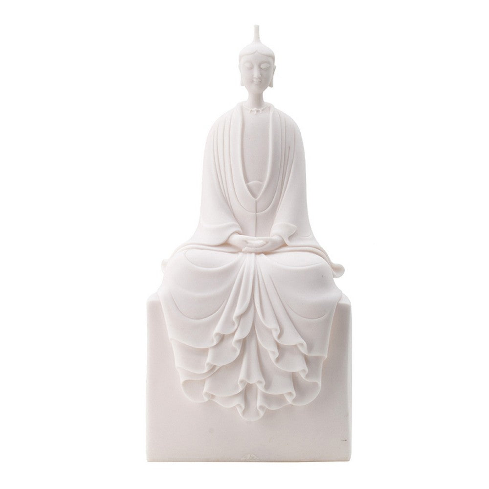 Sitting Sculpture | Peaceful Meditation Gesture | White Resin 19"