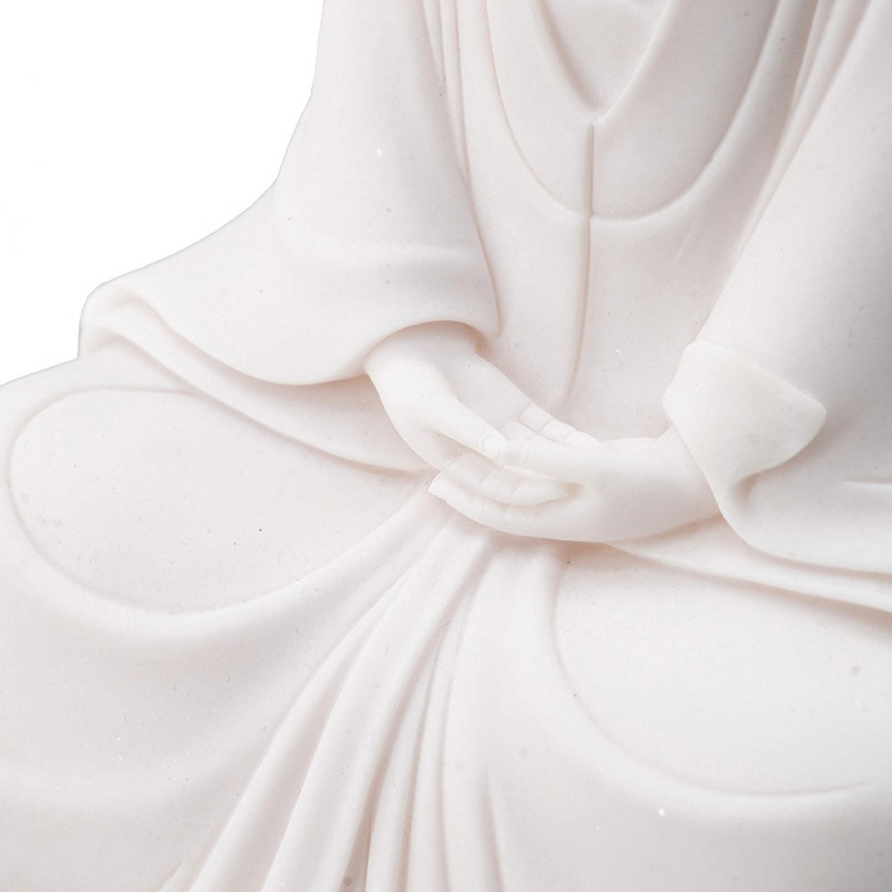 Sitting Sculpture | Peaceful Meditation Gesture | White Resin 19"