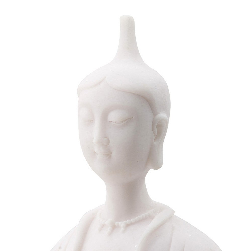 Sitting Sculpture | Peaceful Meditation Gesture | White Resin 19"