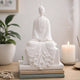 Sitting Sculpture | Peaceful Meditation Gesture | White Resin 19"