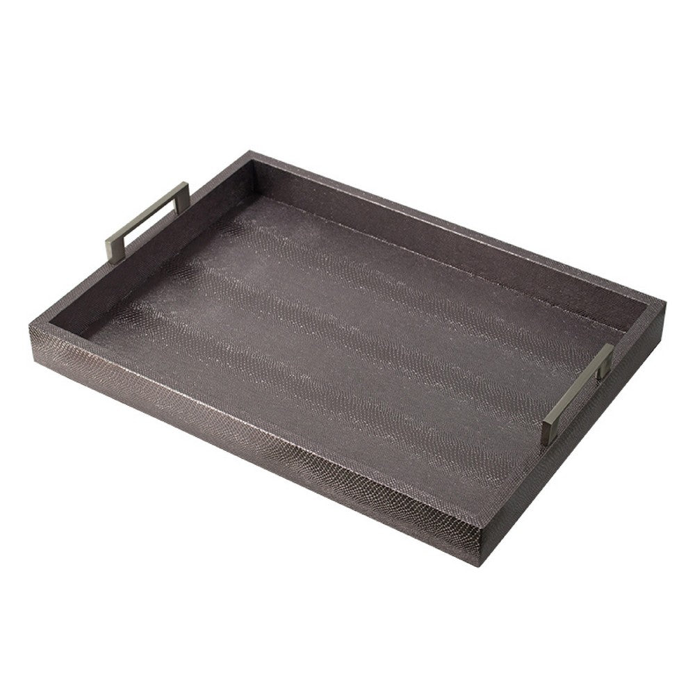 Rectangular Accent Nesting Tray Set of 3 | Snake Print Metal Handles | Black