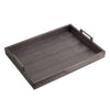 Rectangular Accent Nesting Tray Set of 3 | Snake Print Metal Handles | Black