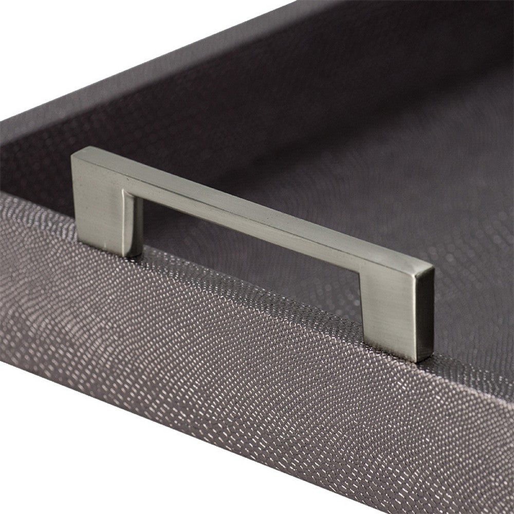 Rectangular Accent Nesting Tray Set of 3 | Snake Print Metal Handles | Black