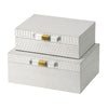 Anop 2pc Storage Box Set | Faux Snakeskin Finish | Flannel Lined | White