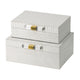 Anop 2pc Storage Box Set | Faux Snakeskin Finish | Flannel Lined | White