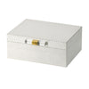 Anop 2pc Storage Box Set | Faux Snakeskin Finish | Flannel Lined | White