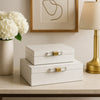 Anop 2pc Storage Box Set | Faux Snakeskin Finish | Flannel Lined | White