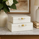 Anop 2pc Storage Box Set | Faux Snakeskin Finish | Flannel Lined | White