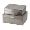 Anop 2pc Storage Box Set | Faux Snakeskin Finish | Flannel Lined | Gray