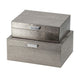 Anop 2pc Storage Box Set | Faux Snakeskin Finish | Flannel Lined | Gray