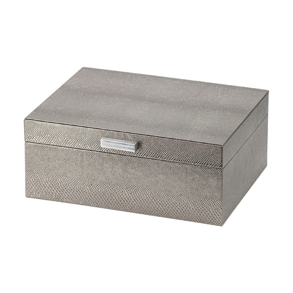 Anop 2pc Storage Box Set | Faux Snakeskin Finish | Flannel Lined | Gray
