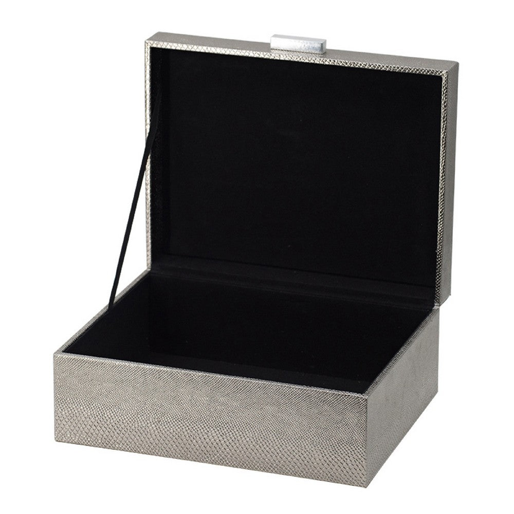 Anop 2pc Storage Box Set | Faux Snakeskin Finish | Flannel Lined | Gray