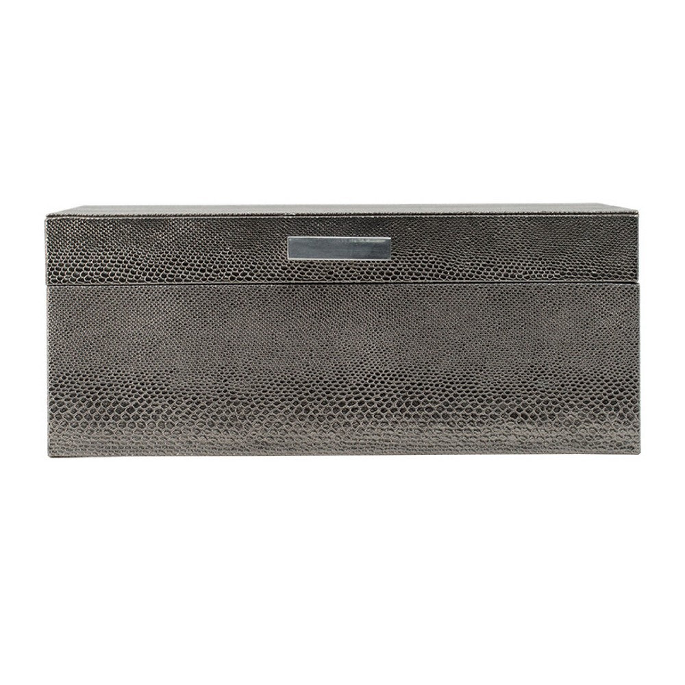 Anop 2pc Storage Box Set | Faux Snakeskin Finish | Flannel Lined | Gray