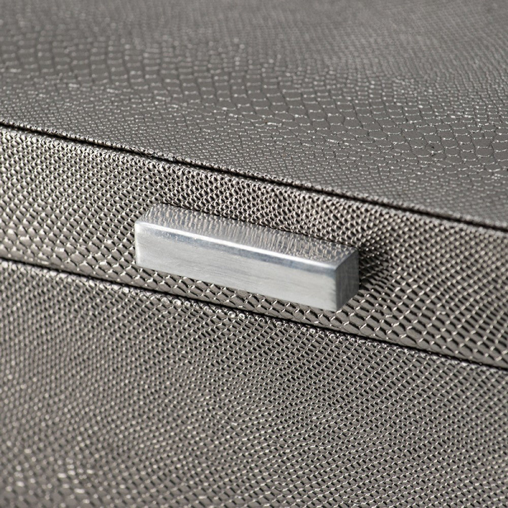 Anop 2pc Storage Box Set | Faux Snakeskin Finish | Flannel Lined | Gray