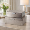 Anop 2pc Storage Box Set | Faux Snakeskin Finish | Flannel Lined | Gray