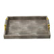 Accent Tray | Textured Faux Leather Finish | Gold Handles | Gray 19"