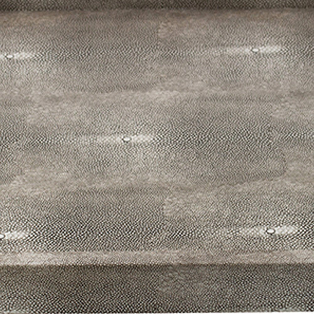 Accent Tray | Textured Faux Leather Finish | Gold Handles | Gray 19"