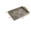 Accent Tray | Textured Faux Leather Finish | Gold Handles | Gray 19"