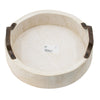 Nive Round Nesting Tray Set of 5 | Brown Handles | Whitewash Paulownia Wood