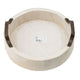 Nive Round Nesting Tray Set of 5 | Brown Handles | Whitewash Paulownia Wood