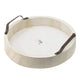 Nive Round Nesting Tray Set of 5 | Brown Handles | Whitewash Paulownia Wood