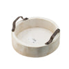 Nive Round Nesting Tray Set of 5 | Brown Handles | Whitewash Paulownia Wood