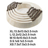 Nive Round Nesting Tray Set of 5 | Brown Handles | Whitewash Paulownia Wood